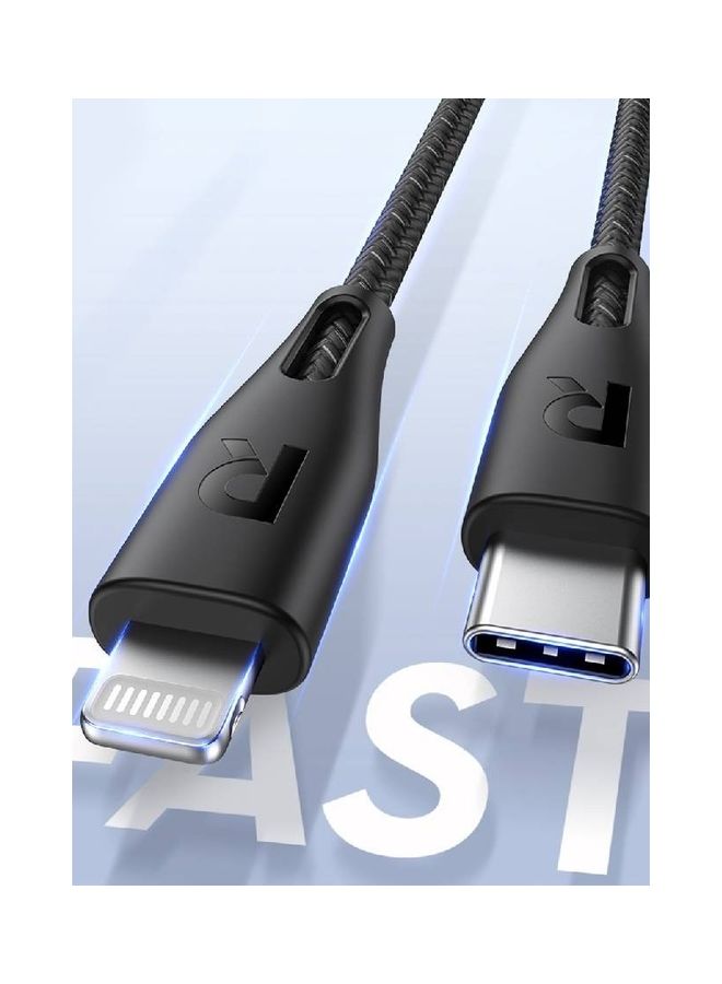 RAVPOWER RP-CB1018 Type-C To Lightning Cable Black  - Image 3