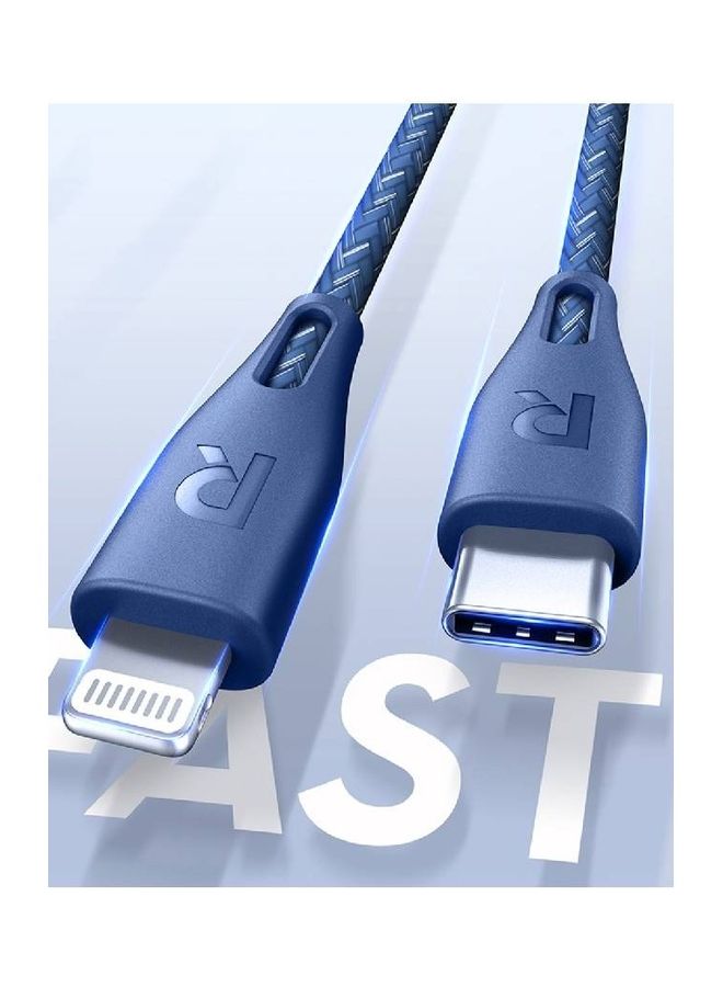 RAVPOWER RP-CB1018 Type-C To Lightning Cable Blue  - Image 2