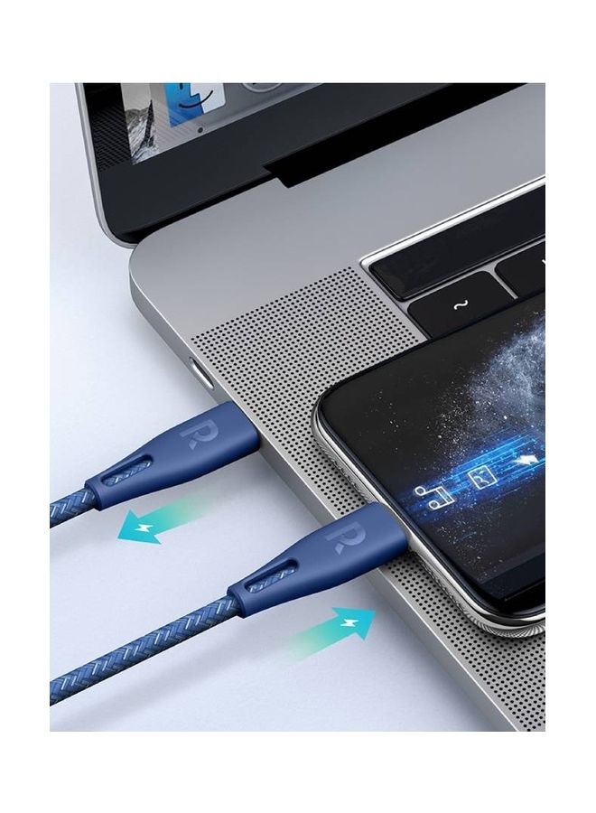 RAVPOWER - RP-CB1018 Type-C To Lightning Cable Blue - Image 1