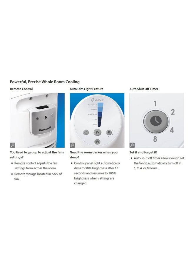 Honeywell QuietSet Tower Fan with Remote Control HYF260E White  - Image 2