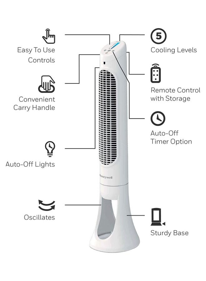 Honeywell - QuietSet Tower Fan with Remote Control HYF260E White - Image 1