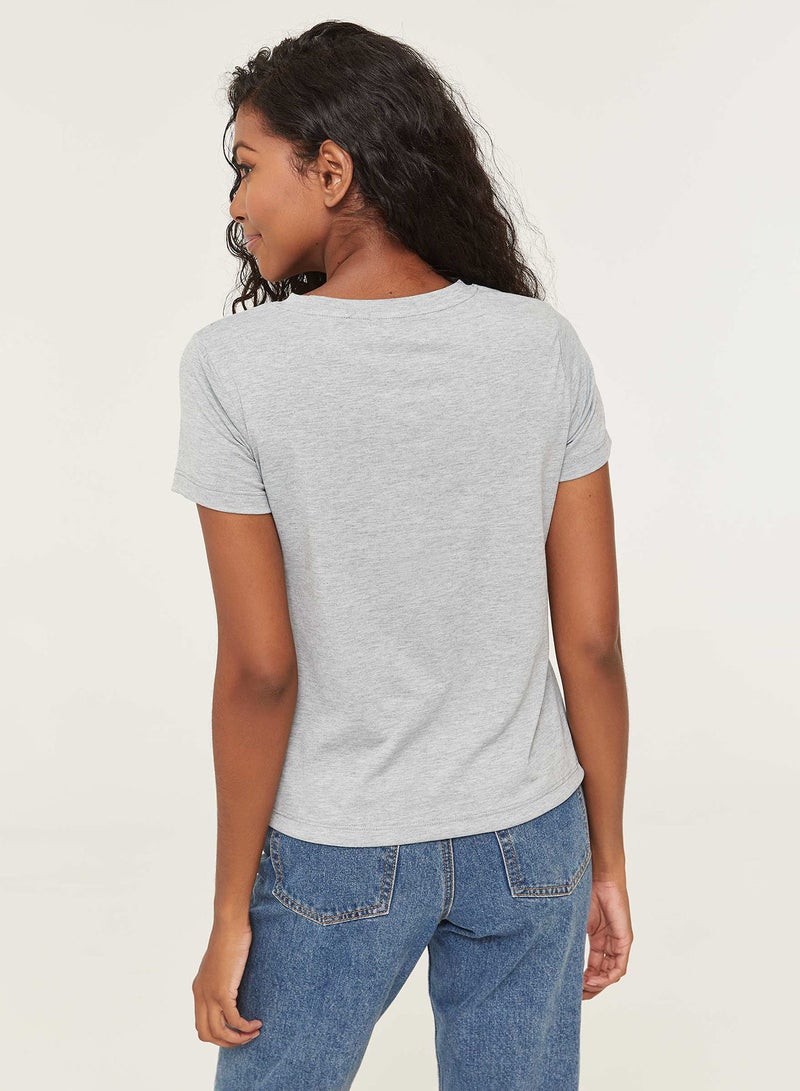 Ardene Short Sleeves Top With Draw Cord Grey  - Image 2
