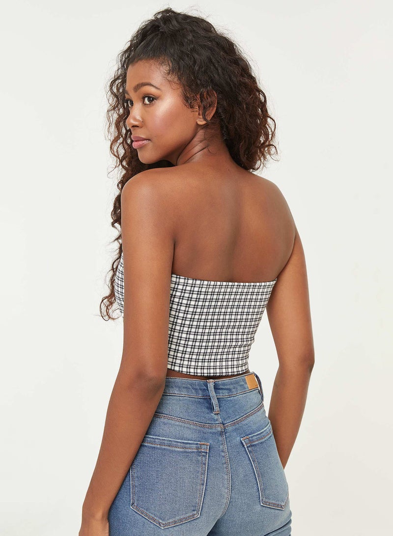 Printed Tube Top White/Black