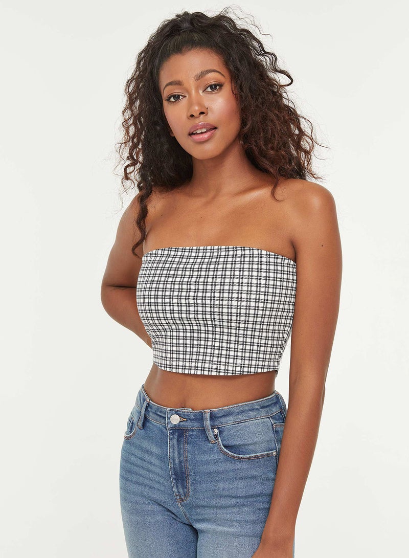 Printed Tube Top White/Black