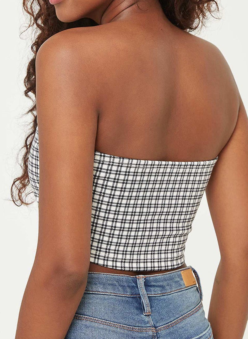 Printed Tube Top White/Black