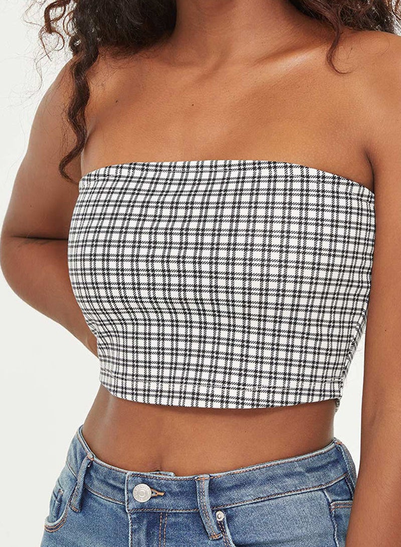 Printed Tube Top White/Black