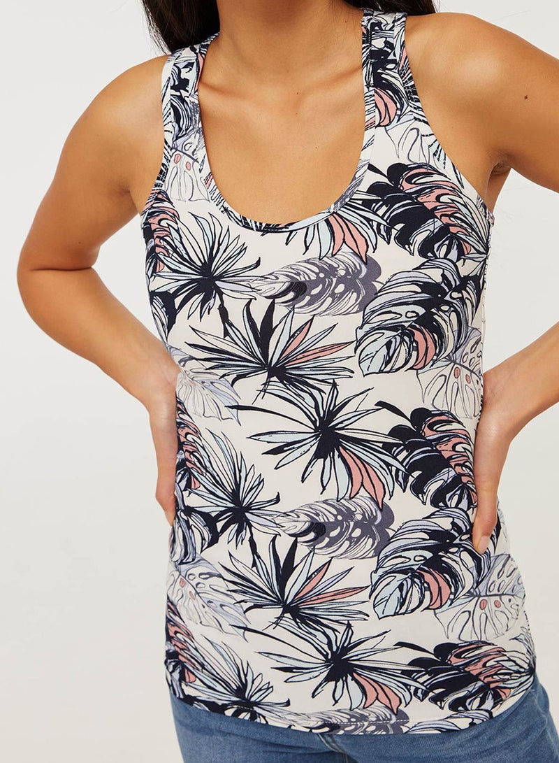 Ardene - Printed Racer Back Tank White/Black/Pink - Image 1