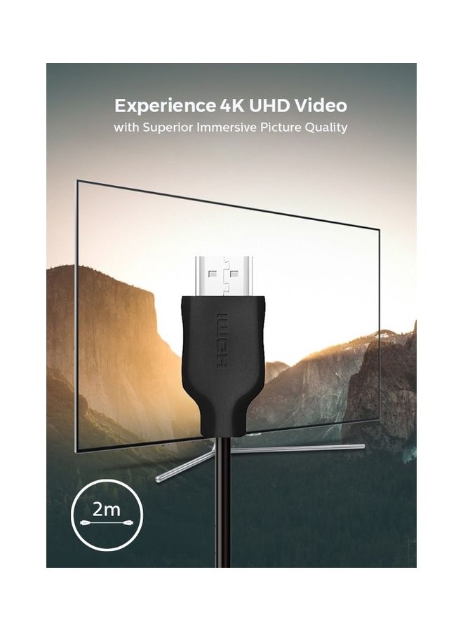 Philips Hdmi Cable 2.0 4K 2M, High Quality Hd Cable with Ethernet, 4K at 30Hz, Type A Connectors, 3D Support, Tangle-Free and Weatherproof Design, Ideal for TV, Monitor, PS4 and Laptop - Black - Image 3