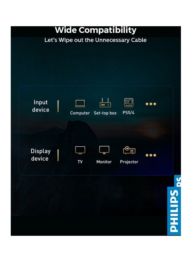 Philips Hdmi Cable 2.0 4K 2M, High Quality Hd Cable with Ethernet, 4K at 30Hz, Type A Connectors, 3D Support, Tangle-Free and Weatherproof Design, Ideal for TV, Monitor, PS4 and Laptop - Black - Image 5