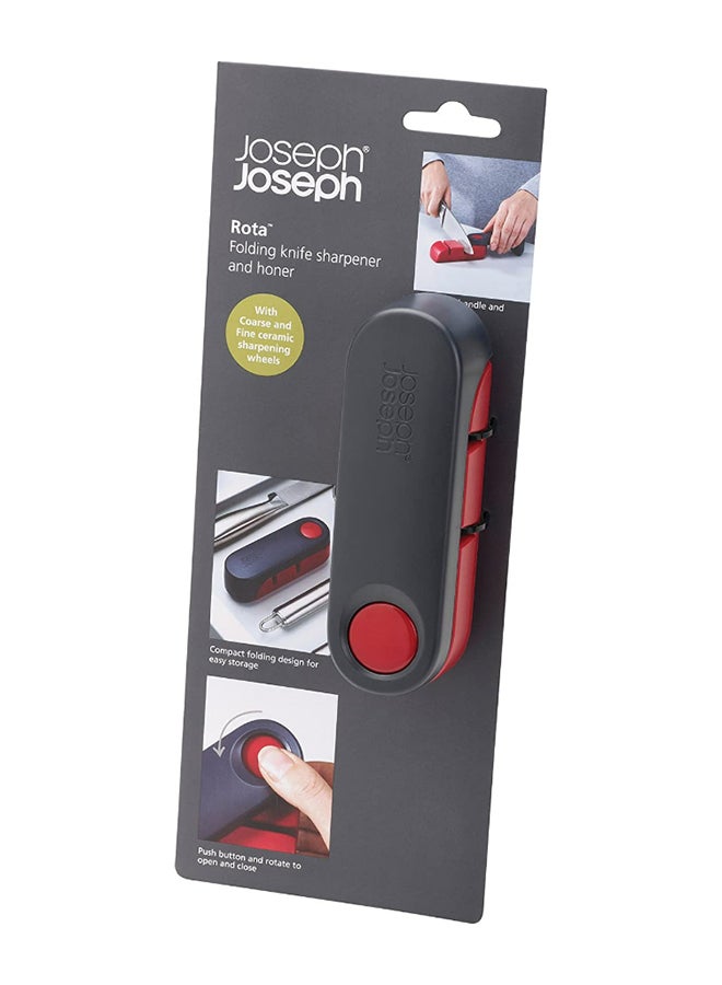 Joseph Joseph Rota Folding Knife Sharpner And Honer Grey/Red 4x4x12.5cm  - Image 2