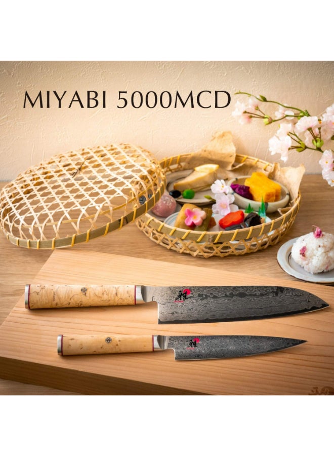 ميابي سكين تقشير 5000MCD بيد من خشب البتولا فضي/ خشبي 13سم - Image 2