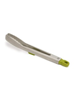 Elevate Slimline Tongs Silver/Green 31.5x2.8x5.5cm