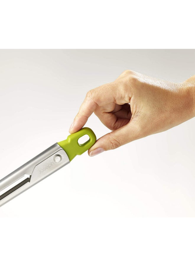 Joseph Joseph - Elevate Slimline Tongs Silver/Green 31.5x2.8x5.5cm - Image 1