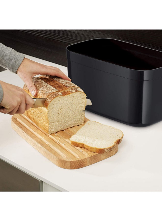 Joseph Joseph Bread Bin With Cutting Board Lid Black/Brown 37x18x22cm  - Image 4