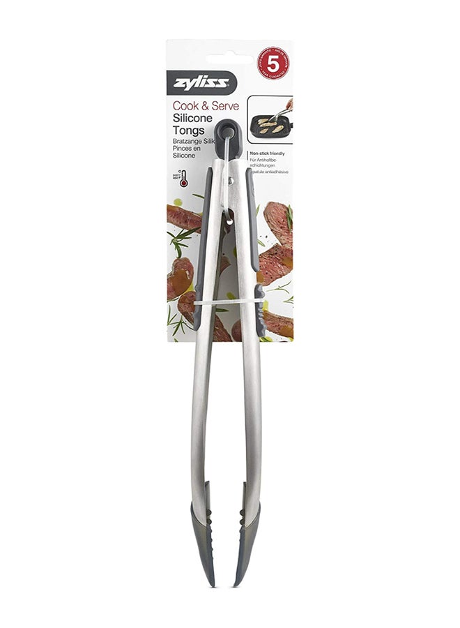 zyliss Compact Tipped Tongs Silver/Black 38.2x5x8.8cm - Image 2