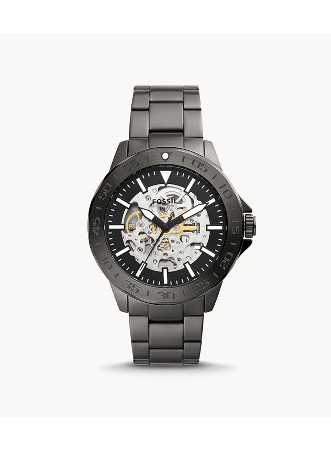 فوسيل ساعة يد بانون أتوماتيكية بسوار من الاستانلس ستيل بلون سموكي مقاس 45 مم طراز BQ2678 - Image 1