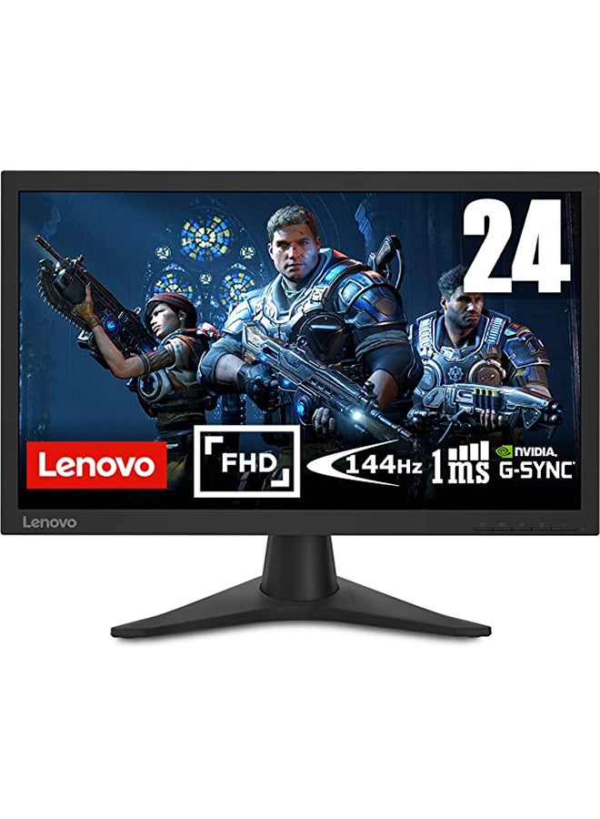 Lenovo - 24-inch Gaming Monitor, TN, FHD, 144Hz, 1ms, AMD FreeSync Premium, G-SYNC Compatible, 1920 x 1080, VESA, 16.7 Million colors, TÜV Eye Comfort Raven Black - Image 1