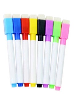 Generic 8-Piece Ease Dry Marker White Board Pens With Eraser Cap Multicolour  - Image 1
