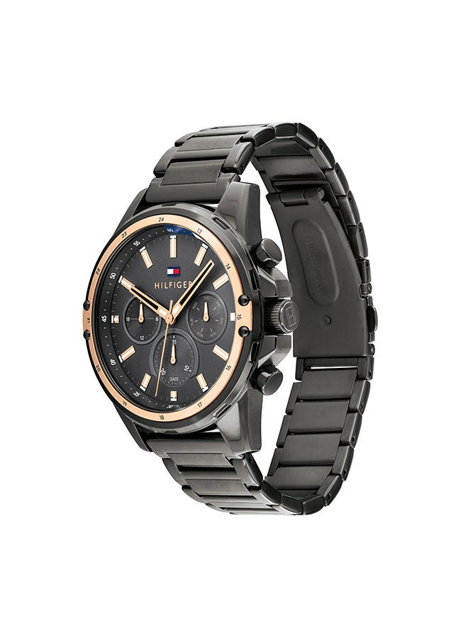 TOMMY HILFIGER Men's MASON Round Shape Stainless Steel Analog Wrist Watch 45 mm - GREY - 1791790  - Image 3