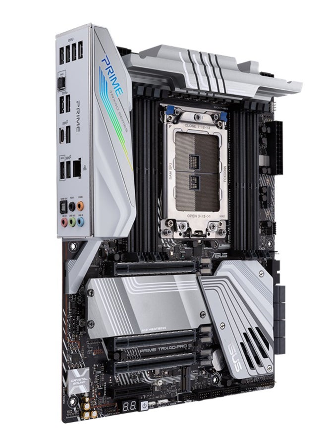 PRIME TRX40-PRO (AMD TRX40) ATX Motherboard sTRX4 For 3rd Gen Ryzen Threadripper 16 Power Stages, DDR4 4666+ MHz (O.C.), Triple PCIe 4.0 M.2s, USB 3.2 Gen 2 Type-C Aura Sync RGB 12.9.6inch Silver/Black/Grey