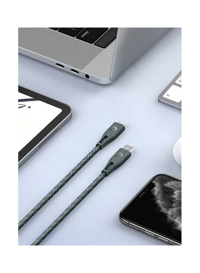 RAVPOWER RP-CB1018 Type-C To Lightning Cable 2m Nylon Green - Image 4