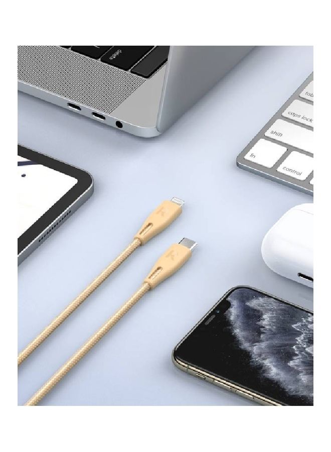 RAVPOWER MFi Certified RPCB1017 TypeC To Lightning Cable Gold - Image 5