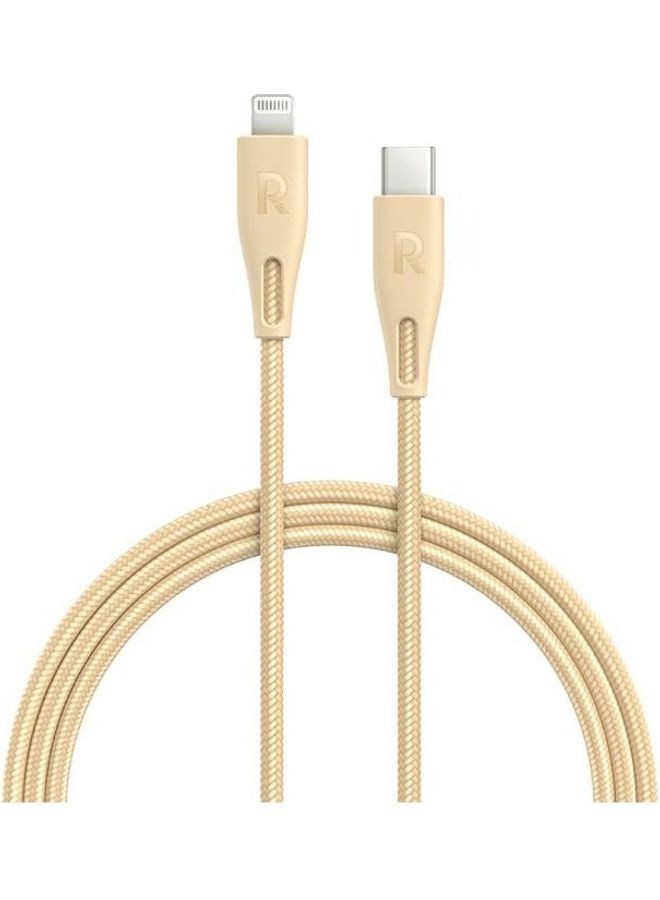 RAVPOWER MFi Certified RPCB1017 TypeC To Lightning Cable Gold - Image 1