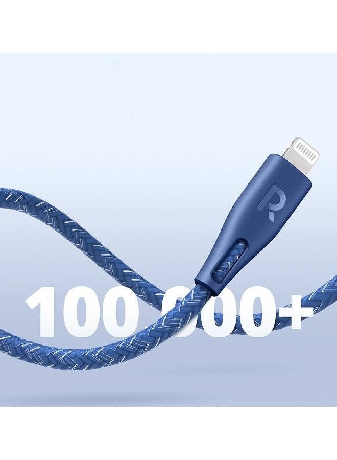 RAVPOWER MFi Certified RPCB1018 TypeC To Lightning Cable 2m Nylon Blue - Image 4