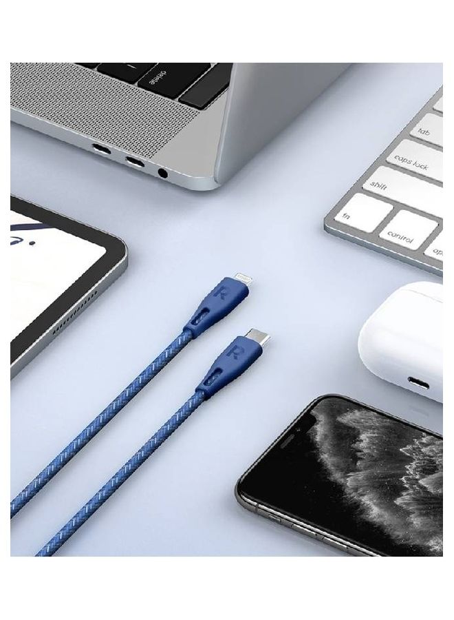 RAVPOWER MFi Certified RPCB1018 TypeC To Lightning Cable 2m Nylon Blue - Image 5