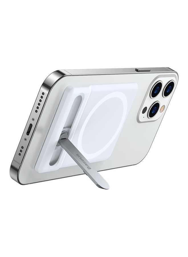 Baseus Foldable Magnetic MagSafe Bracket with Metal Stand for iPhone 14, 13, 12, Pro, Mini, Max, Plus White  - Image 1