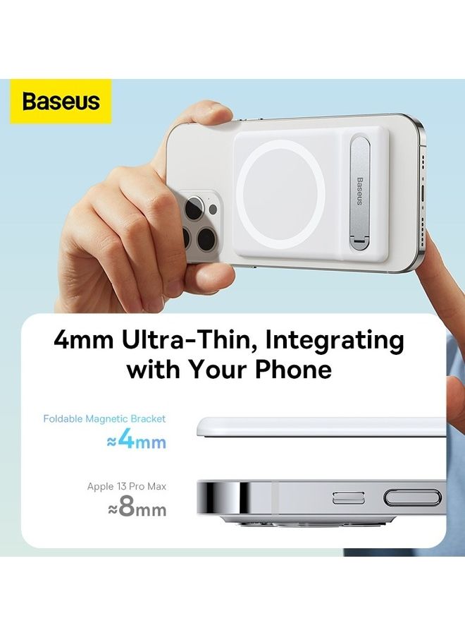Baseus Foldable Magnetic MagSafe Bracket with Metal Stand for iPhone 14, 13, 12, Pro, Mini, Max, Plus White  - Image 5
