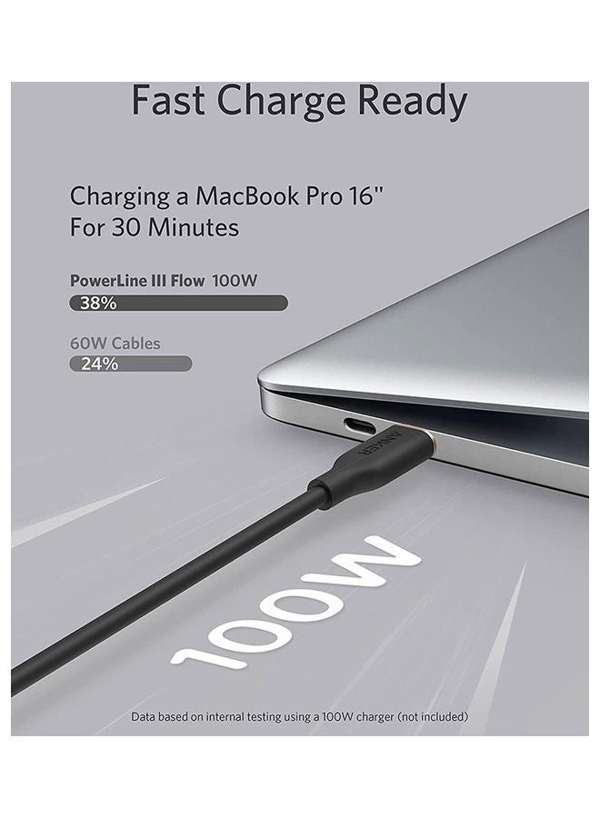 Anker - PowerLine III Flow USB-C to USB-C Cable 100W (1.8m/6ft) Black - Image 1