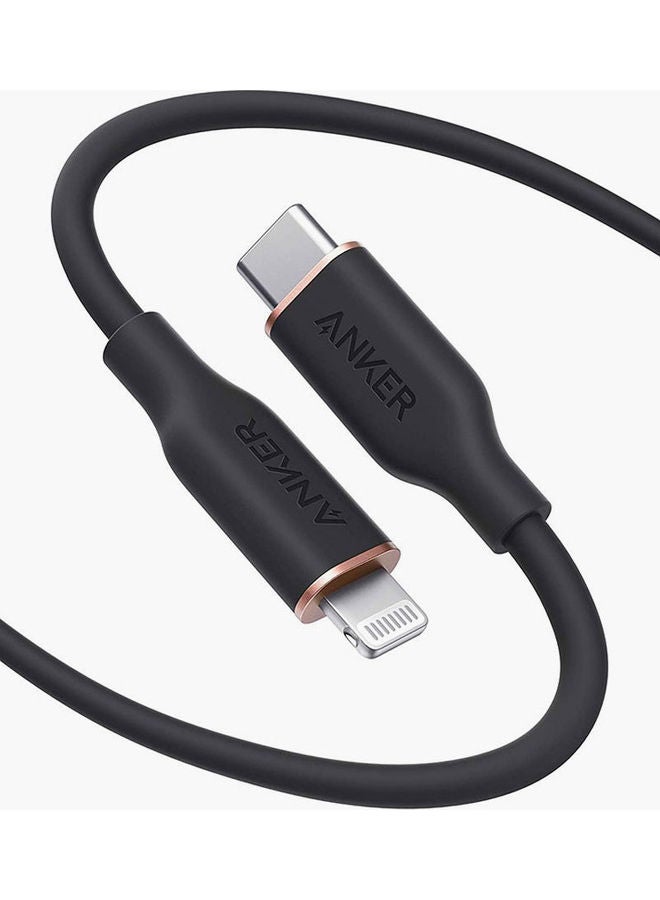 آنكر كابل باور لاين III فلو USB-C إلى لايتنينج (بطول 6 أقدام/ 1.8 متر) أسود 