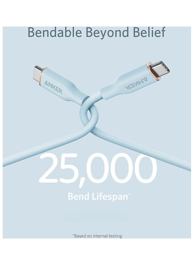 آنكر - كابل باور لاين III فلو من منفذ USB-C إلى منفذ USB-C بقدرة 100 وات (بطول 1.8 م/ 6 أقدام) أزرق - Image 1