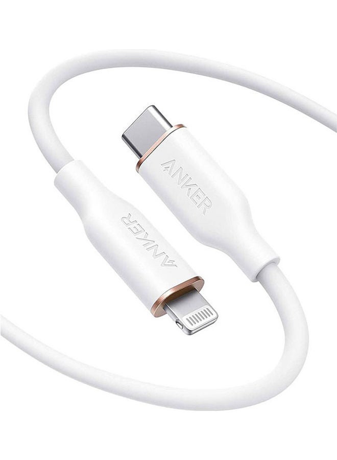 آنكر كابل باور لاين III فلو من منفذ  USB-C إلى منفذ لايتنينج (3 أقدام/0.9 متر) أبيض 