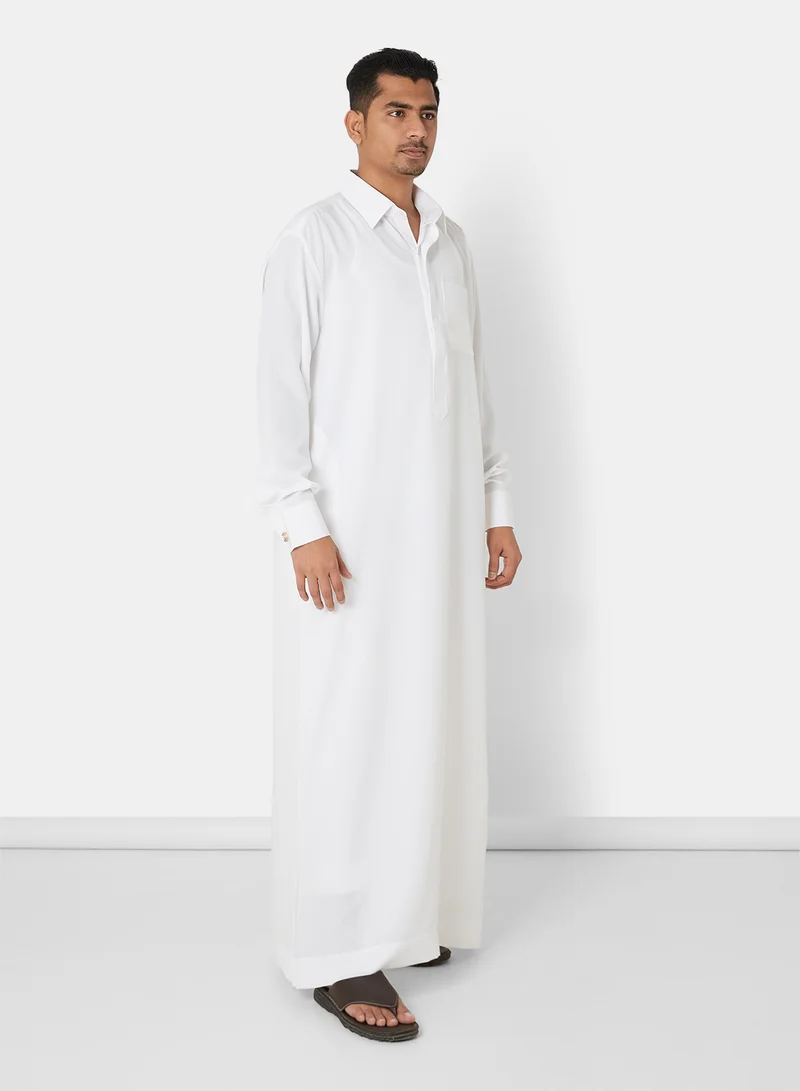 SIVVI for SAQR Premium Chest Pocket Saudi Kandora Off-White