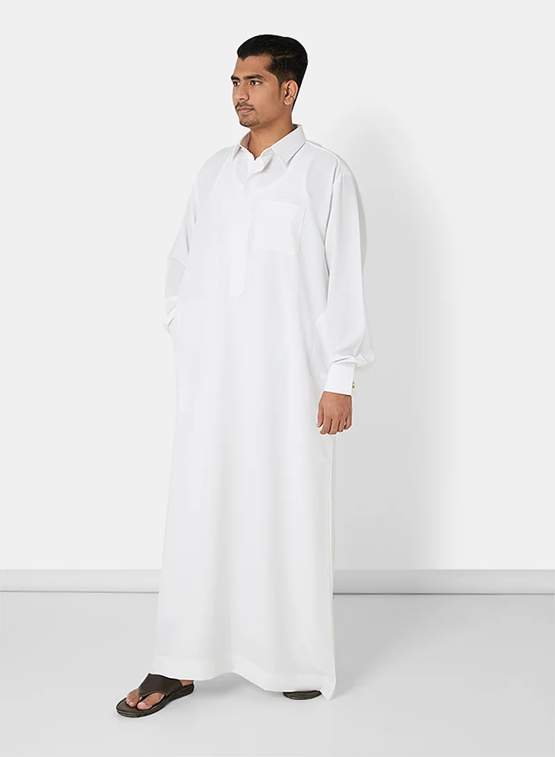 SIVVI for SAQR Premium Chest Pocket Saudi Kandora Off-White