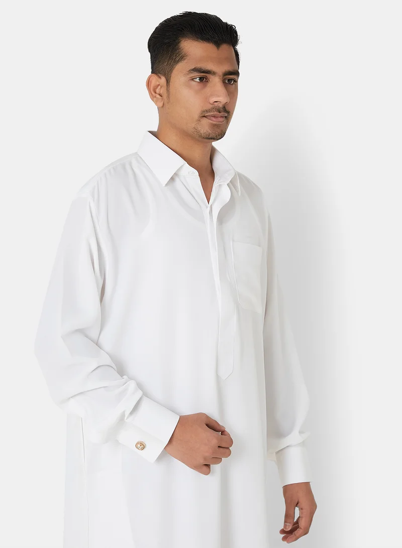 SIVVI for SAQR Premium Chest Pocket Saudi Kandora Off-White