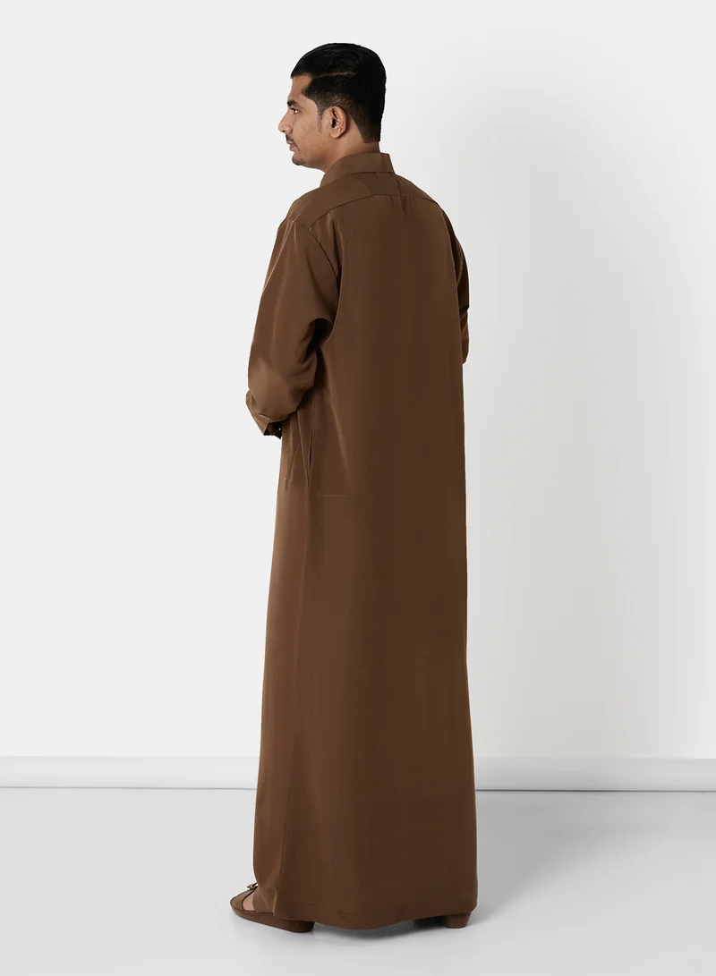 SIVVI for SAQR Premium Chest Pocket Saudi Kandora Dark Brown