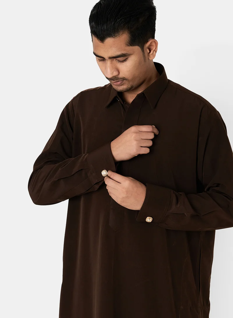SIVVI for SAQR Premium Saudi Kandora Dark Brown