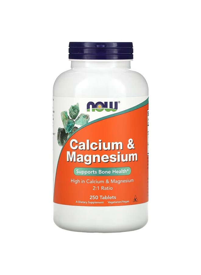 Now Foods Calcium And Magnesium Supports Bone Health - 250 Tablets  - Image 1