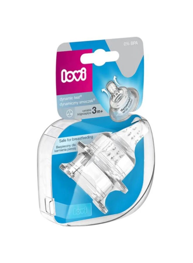 lovi - Pack Of 2 Dynamic Feeding Teat Tri-flow, 3 Months+ - Image 1