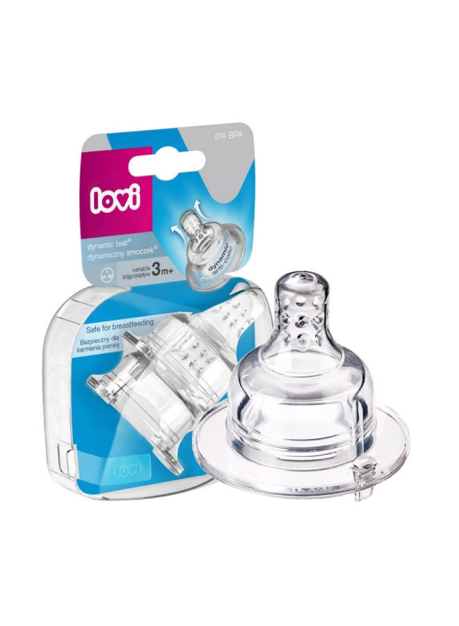 lovi - Pack Of 2 Dynamic Feeding Teat Tri-flow, 3 Months+ - Image 1
