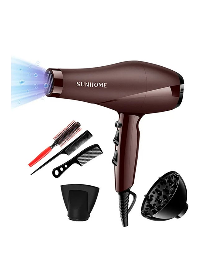 6-Piece Professional Hair Dryer Set ,1800W Brown/Black 250ml 