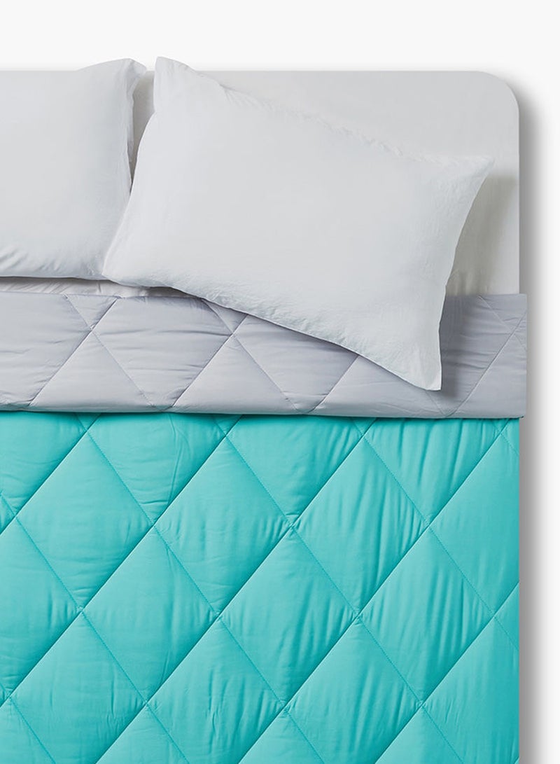 Amal - Comforter Queen Size All Season Everyday Use Bedding Set Extra Soft Microfiber Single Piece Reversible Comforter   Aquifier/Grey Polyester Aquifier/Grey 150 x 220cm - Image 1