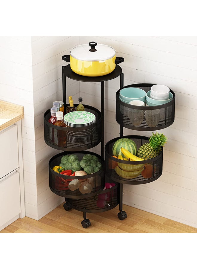 ALMUFARREJ 5 -Tier Storage Trolley Cart Black 31x31x86cm  - Image 4