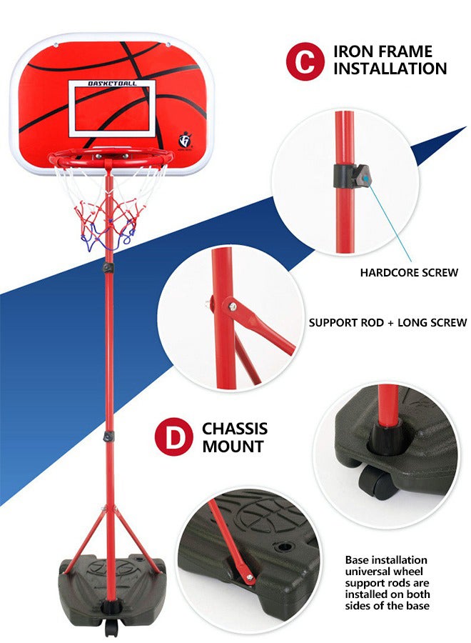 Adjustable Basketball Goal Hoop With Ball, Age 5+ Years 46x33x160cm