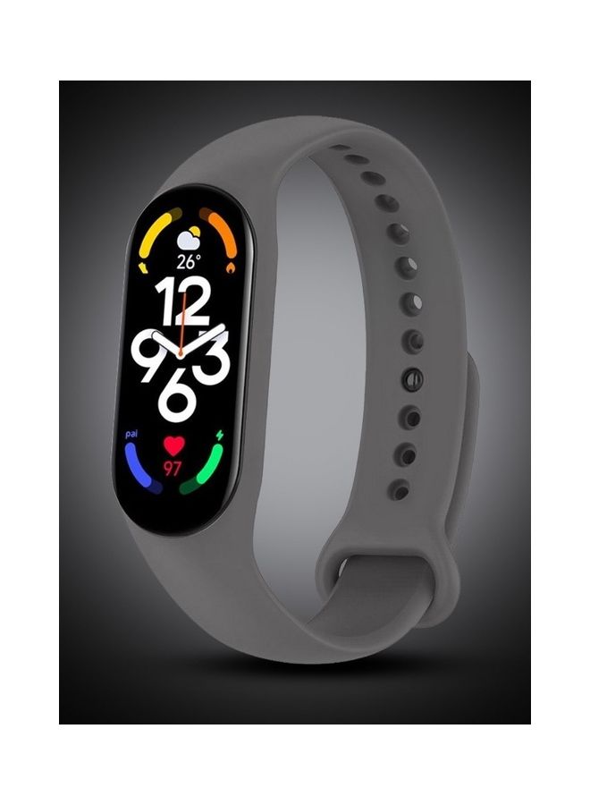 مارجون سوار رياضي بديل من السيليكون المرن متوافق مع ساعة شاومي مي باند 7 لتتبع اللياقة البدنية إصدار 2022 رمادي - Image 5