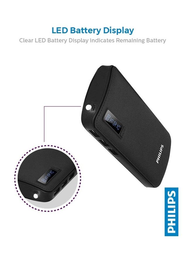 11000 mAh Portable Power Bank with LED Battery Display Black