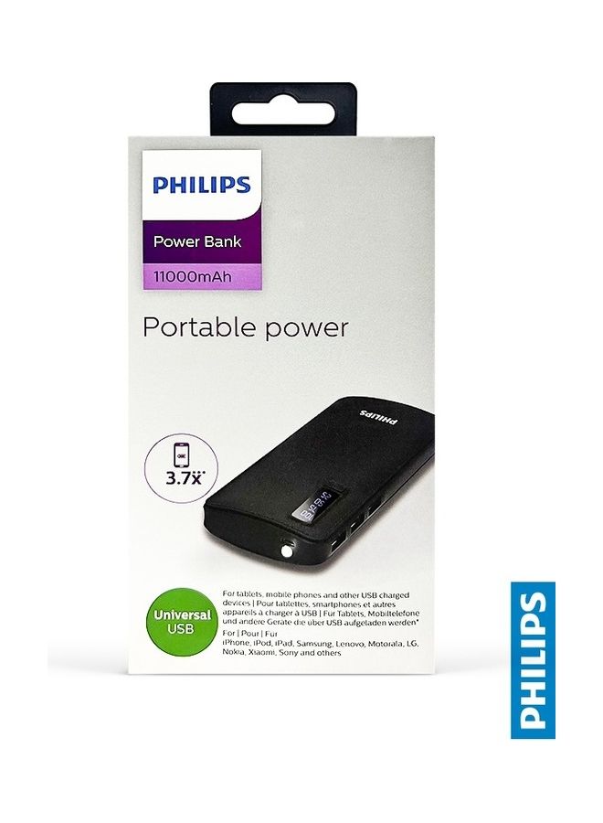 11000 mAh Portable Power Bank with LED Battery Display Black